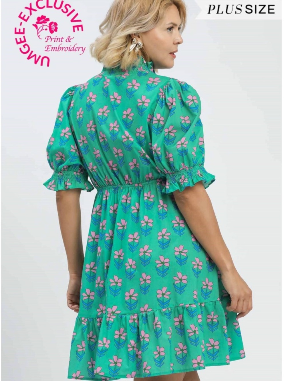 Umgee Plus Size Green Mix Floral Dress | NWT - Picture 5 of 5